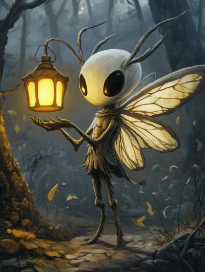 Humanoid Moth with Lantern