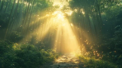 Sunlit Bamboo Path