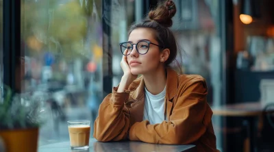 Woman at Café Window