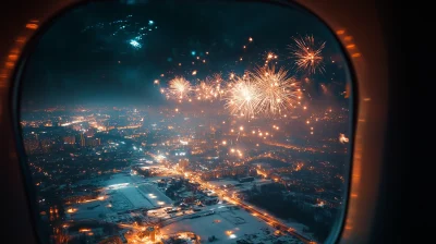 Fireworks Over Snowy Field