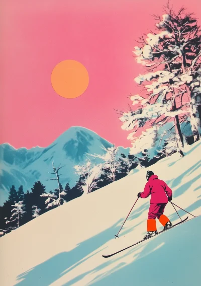 1960’s Japan Skiing Postcard