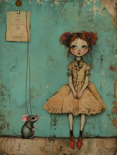 Whimsical Girl with Mouse