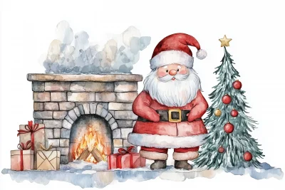 Cute Santa Claus Watercolor