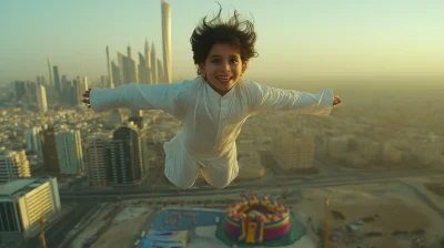 Flying Boy Above Kuwait City