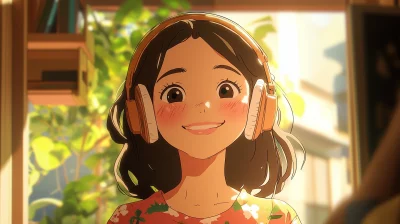 Smiling Girl with Headphones