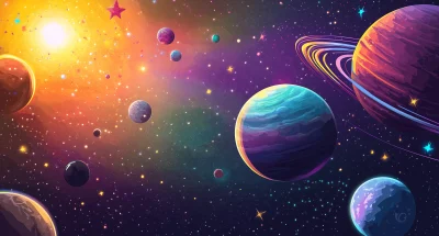 Colorful Solar System Illustration