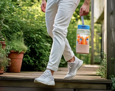 Man Walking in Backyard