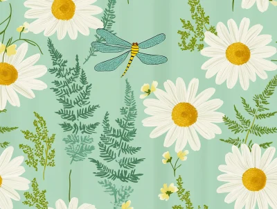 Daisy and Dragonfly Pattern