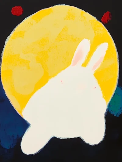 Furry Rabbit Under Moonlight