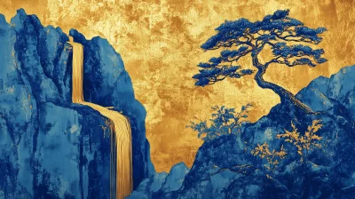 Golden Waterfall Embroidery