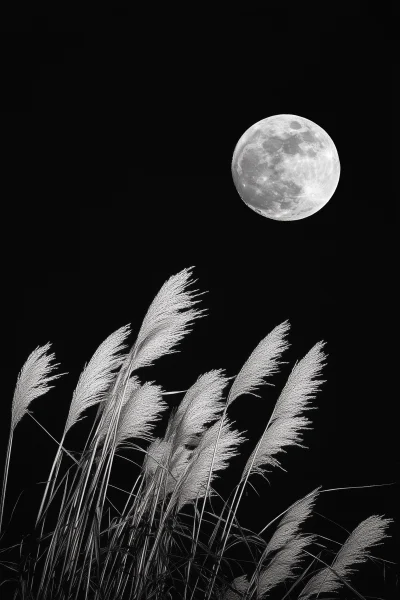 Silver Grass and Full Moon