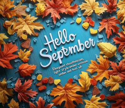 Hello September Autumn Leaves Background