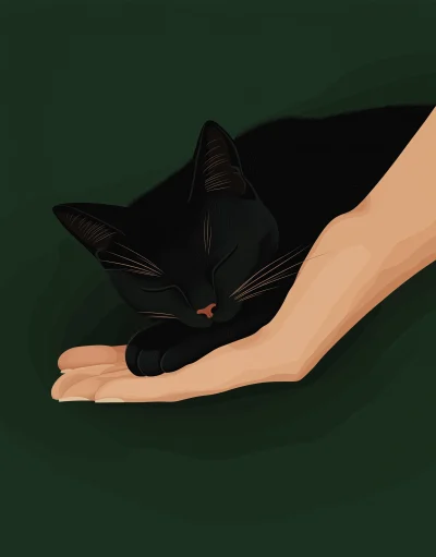 Sleeping Black Cat