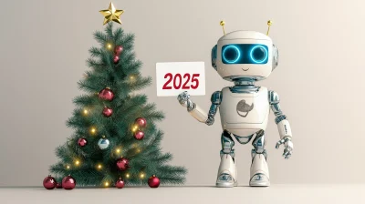 Cute AI Robot with Christmas Tree