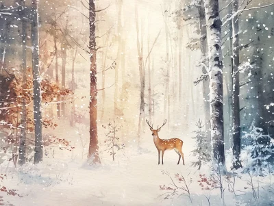 Winter Forest Watercolor