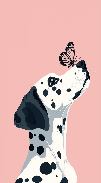 Dalmatian and Butterfly