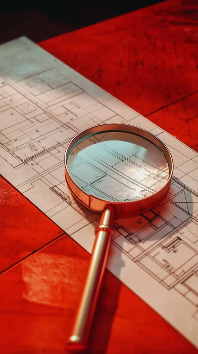 Architectural Plans with Magnifying Glass