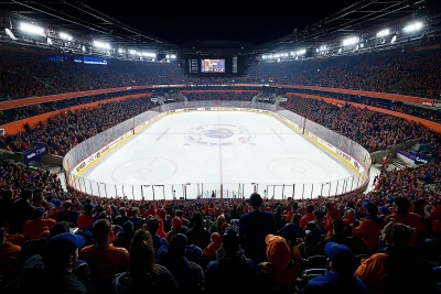 Cheering Crowd at Hockey Stadium