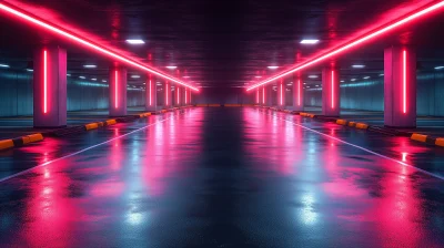 Cyberpunk Parking Lot