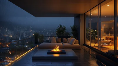 Modern Terrace Night View