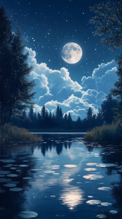 Moonlit Lakeside Serenity