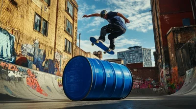 Skateboarder Trick in the City