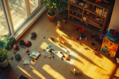 Sprawling Toys on Living Room Floor