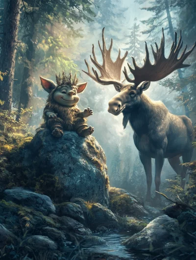 Mystical Forest Troll and Moose