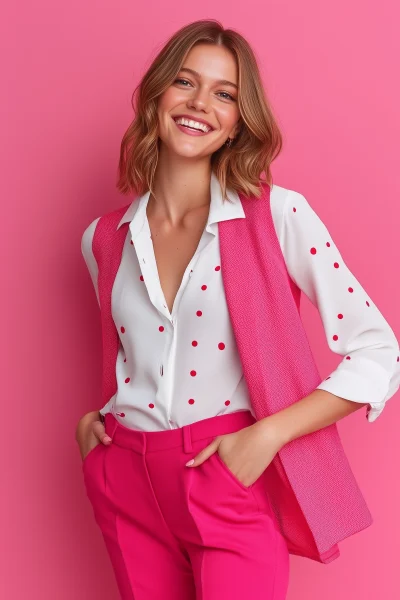 Smiling Woman with Pink Background