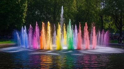 Multicolor Fountain in London Park