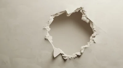 Overhead View of Large Hole in Drywall