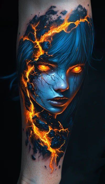 Tattoo of a Girl with Blue Hair