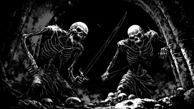 Skeleton Duel in a Dungeon