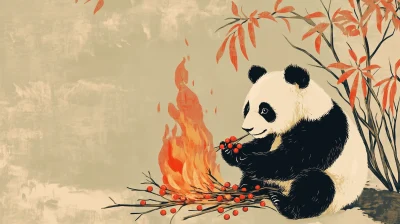 Vintage Panda Illustration