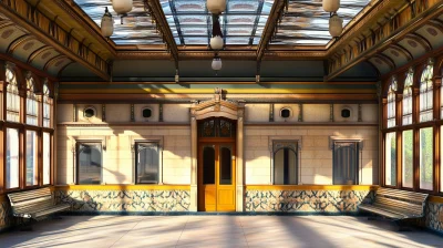 Neoclassical Train Station Waiting Room