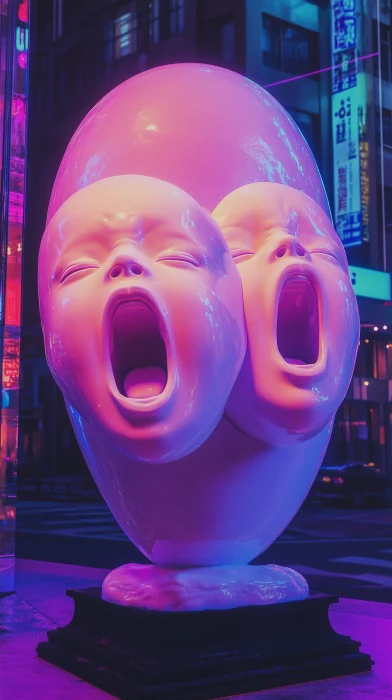 Giant Baby Heads Sculpture