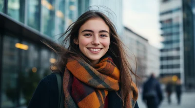 Smiling Woman in the City