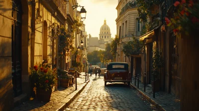 Vintage Paris Street in 1920