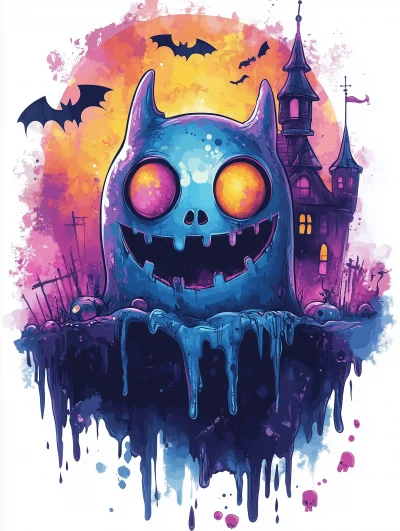 Colorful Halloween Ghost Sticker