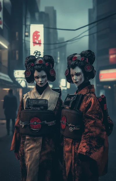 Cyberheroines in a Futuristic City