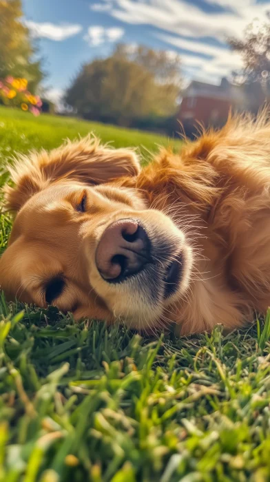 Joyful Golden Retriever in the Yard