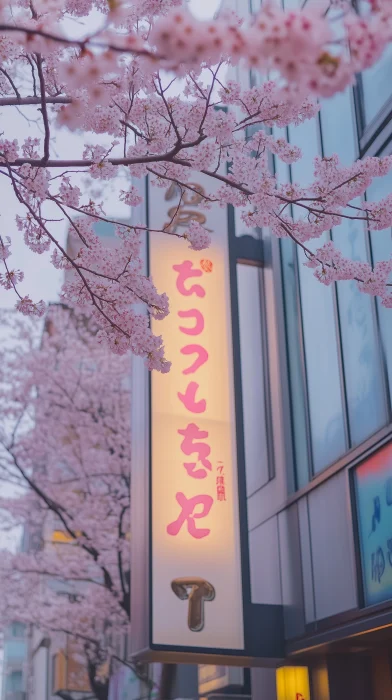 Japanese Sign Outside Modern Building