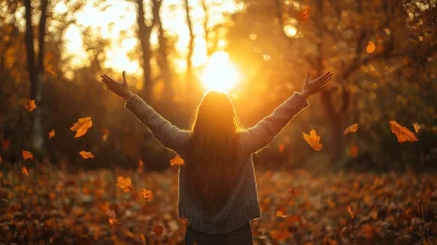 Woman Praising Sunset