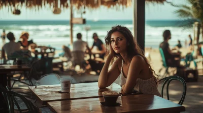 Woman in Beach Cafe