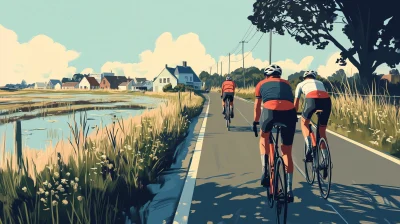 Cyclists on a Marshy Road