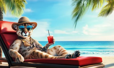 Relaxing Puma at the Beach