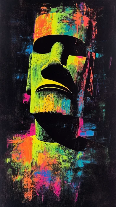 Moai Tiki Statue Painting