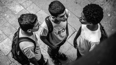 Youthful Conversation in Black and White