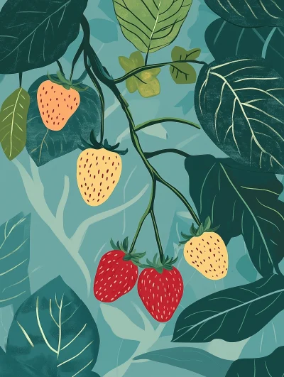 Modern Strawberry Plant Illustration