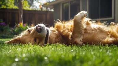 Golden Retriever in the Yard